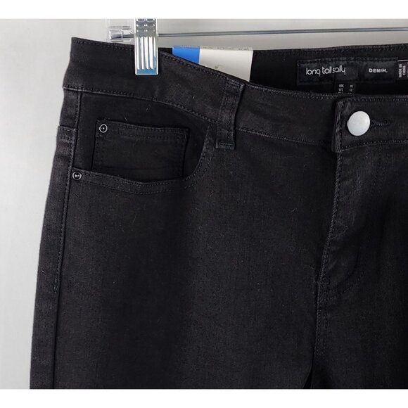 Long Tall Sally Jeans Womens 12 Black Skinny Low Rise Denim 32x35 NWT - Picture 3 of 10